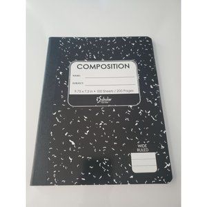 New 5 Pack of Wide Rule IScholar Composition Black and White Notebook